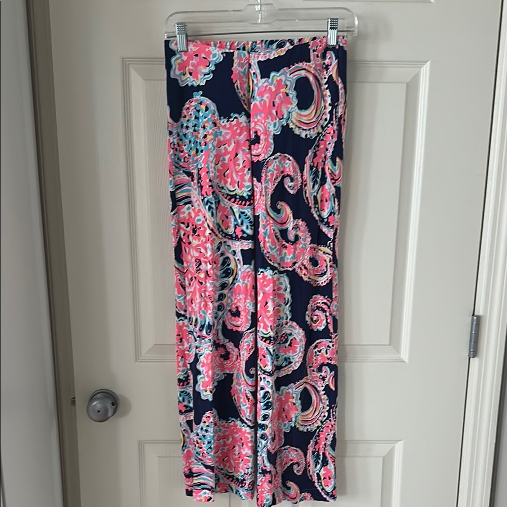 Lilly Pulitzer Navy and Hot pink paisley print lounge pants xs